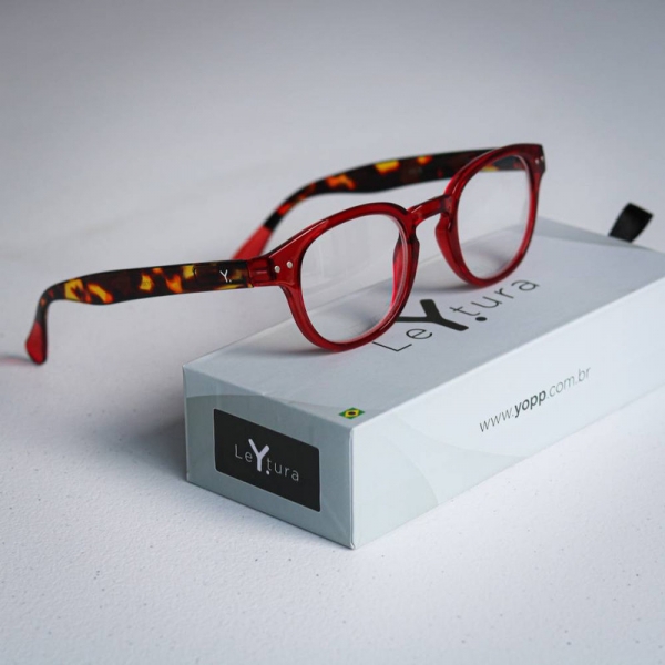 Óculos de Leitura Yopp Redondo Vermelho