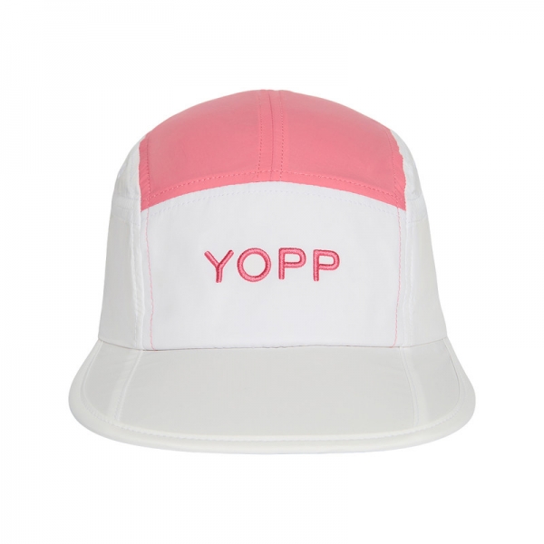 Boné Esportivo Yopp 5 Panel Branco e Rosa
