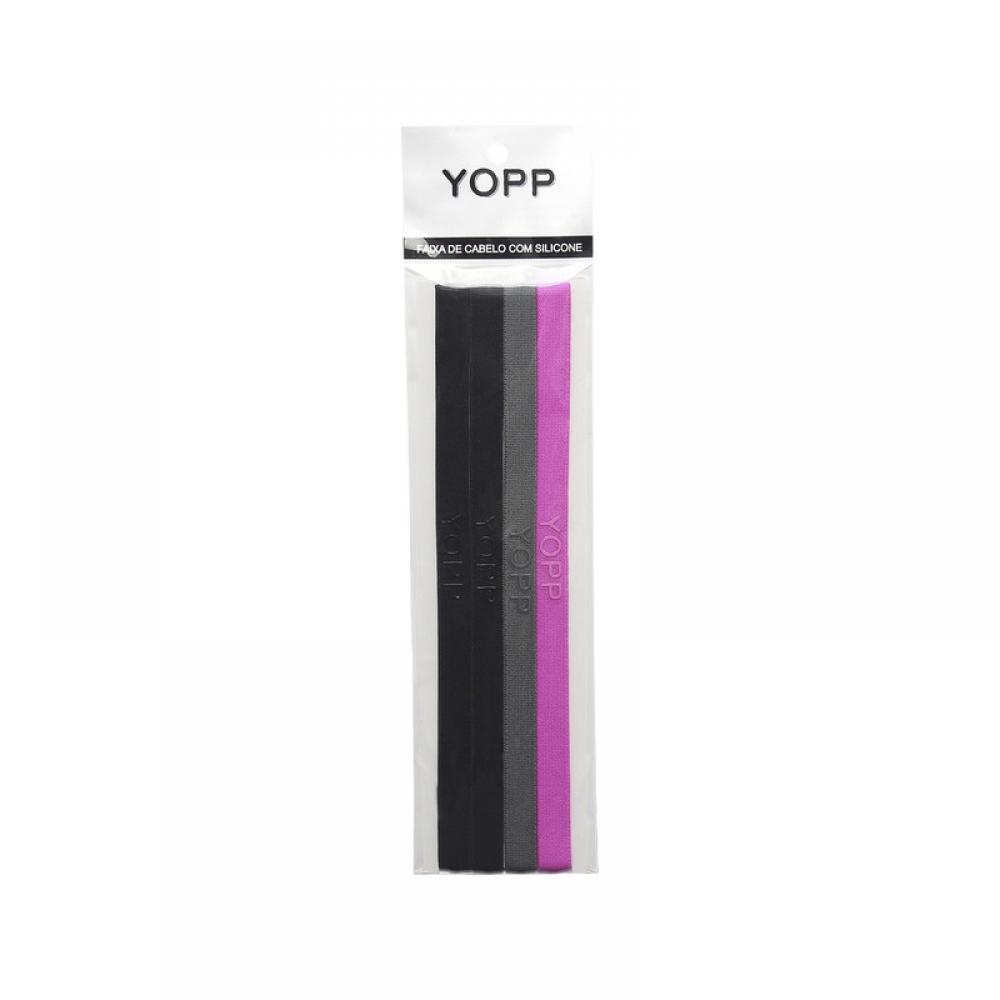 Faixa De Cabelo Com Silicone Antideslizante 4 Unid YOPP Rosa e Preto