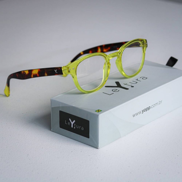 Óculos de Leitura Yopp Redondo Amarelo