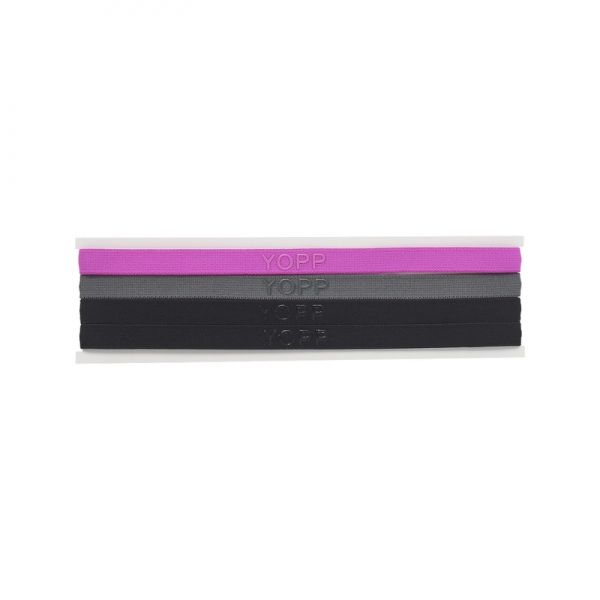 Faixa De Cabelo Com Silicone Antideslizante 4 Unid YOPP Rosa e Preto