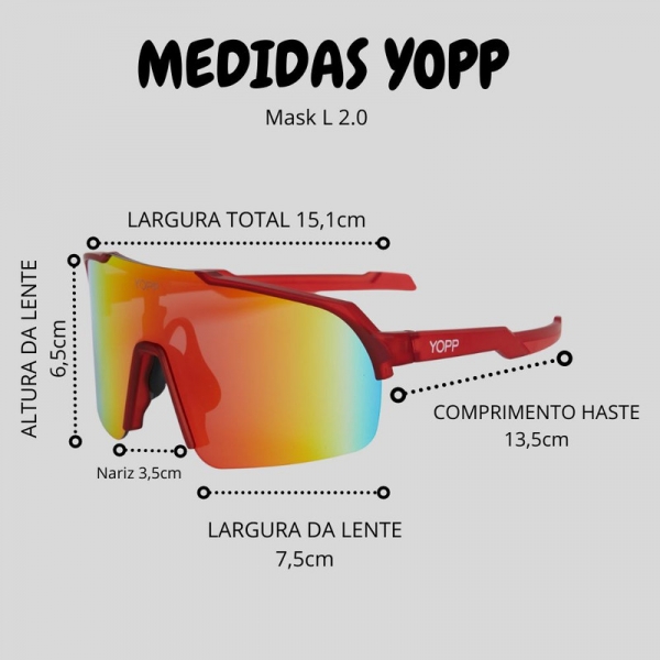 Óculos de Sol Esportivo Yopp Uv400 Corrida e Bike Mask L 2.3